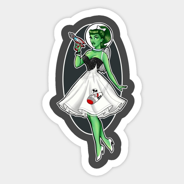 Space Girl Pinup Sticker by Becca Whitaker